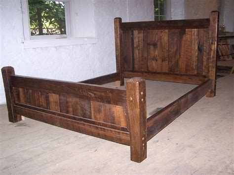 Rustic Bed Frame With Beveled Posts Wood Bed Platform Queen Bed Frame