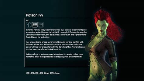 Batman Arkham City Character Bios Poison Ivy Youtube