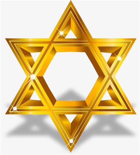 Star Of David White Transparent Vector Painted Gold Star Of David
