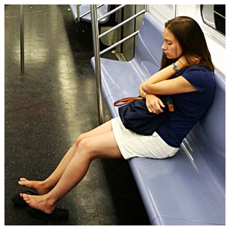 barefoot female sitting on subway just go barefoot flickr