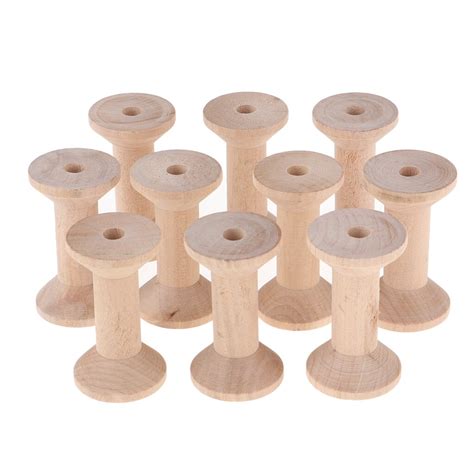 10pcs Wooden Empty Sewing Spool For Wire Thread Bobbins Cord Coils 35
