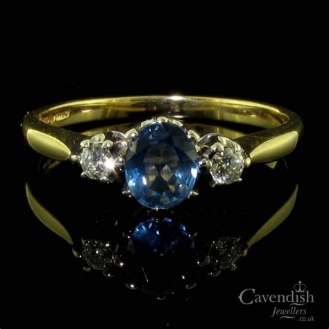 9ct Gold Ceylon Sapphire And Diamond Trilogy Ring Rings From