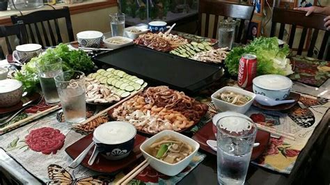 Korean Bbq Table Setting Korean Bbq At Home K Food Food