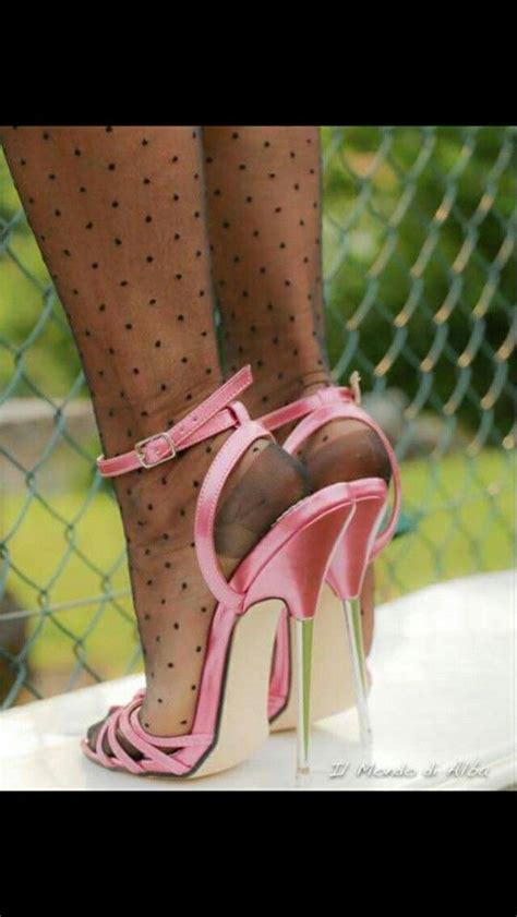 Polka Dots In Pretty Pink Strappy Sandals Heels Nylons Heels Fashion High Heels