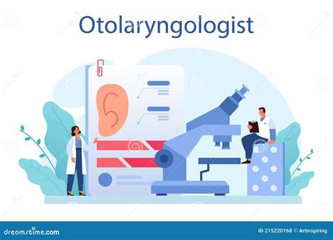 Otorhinolaryngologist Concept Idea Of Ent Doctor Treating Cartoon