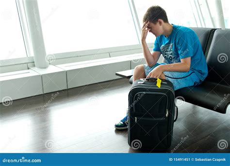 Lonely Teen Boy At Airport Stock Image Image 15491451
