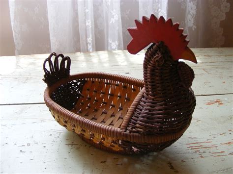 Rooster Basket Humble Abode Vintage Kitchen Wicker Baskets Picnic Basket Sweet Home