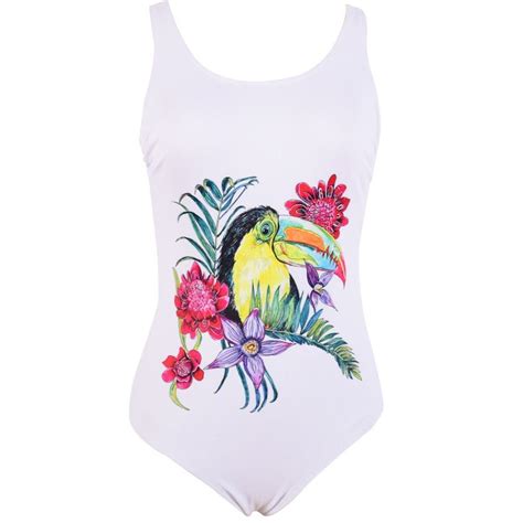 Toucan Print One Piece Swimsuit Pink Always One Piece Swimsuit