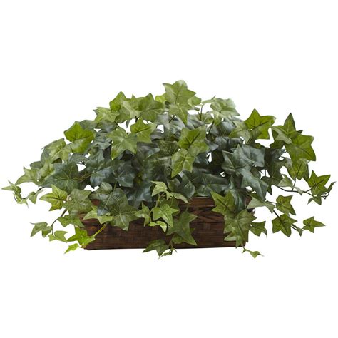 Nearly Natural Puff Ivy Artificial Silk Plant With Ledge Basket Green