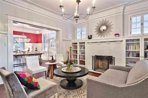 White Brick Fireplace Craftsman Living Room Living Room Decor Gray