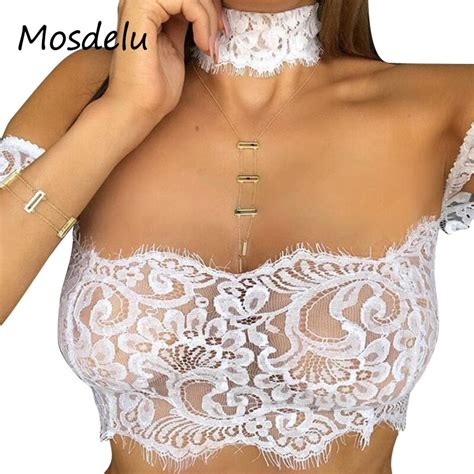 Buy Mosdelu Choker Lace Bralette Crop Top Sexy Sheer