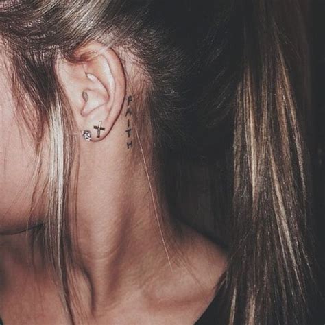 Simple And Meaningful Behind Ear Tattoos Faith Tattoo Behind Ear