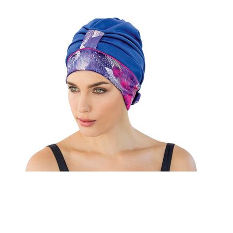 Retro Style Swim Cap Fashy Turban Swim Hat Blue And Purple Etsy