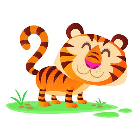 Gambar Ilustrasi Vektor Harimau Kartun Lucu Kebun Binatang Pelekat