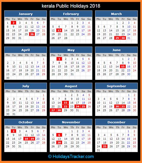 Public holidays in malaysia are regulated at both federal and state levels, mainly based on a list of federal holidays observed the legislation governing public holidays in malaysia includes the holidays act 1951 (act 369) in peninsular malaysia and labuan, the holidays ordinance (sabah cap. kerala (India) Public Holidays 2018 - Holidays Tracker