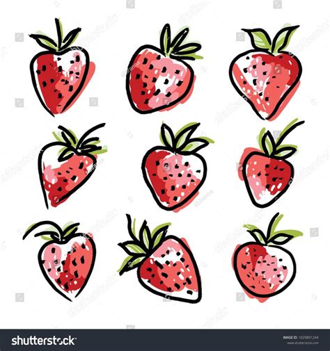 Strawberry In Sketch Hand Drawn Style Vector Illustration Isolated On