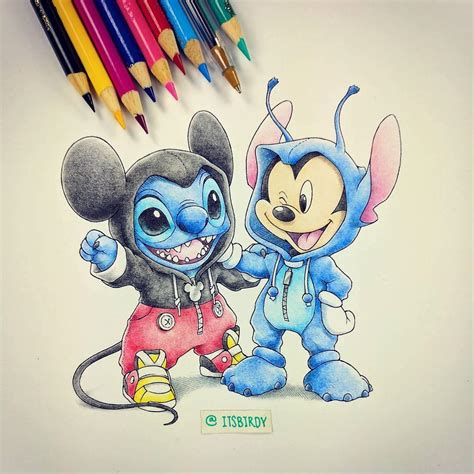 Stitch And Mickey Art By Itsbirdy Rdisney