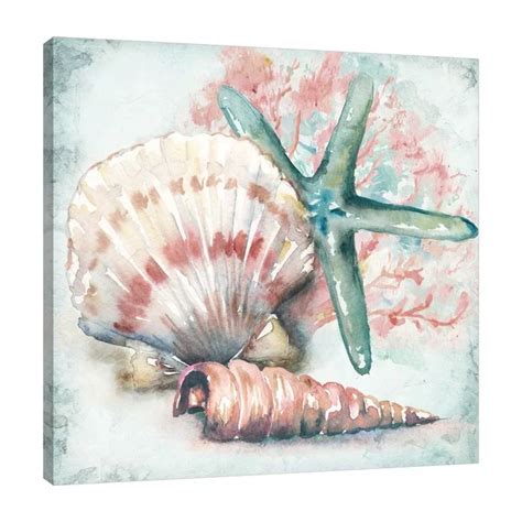 Sea Shells Iv Watercolor Painting Print On Wrapped Canvas