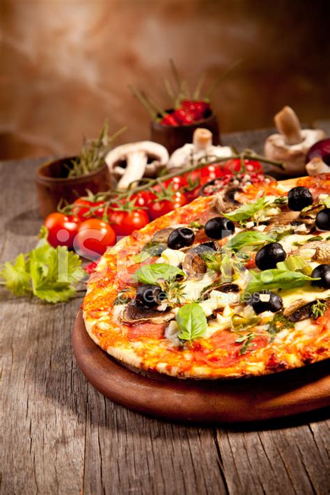 Delicious Fresh Pizza Served On Wooden Table Stock Photo Royalty Free