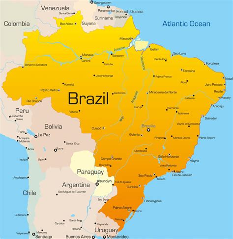 Brasil Peta Negara Negara Peta Brasil Amerika Selatan Amerika