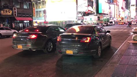 Nypd Unmarked Ford Taurus Police Interceptors Idling In Time Square