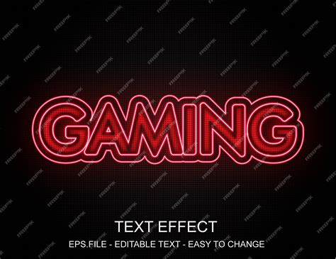 Premium Vector Red Neon Gaming Text Effect