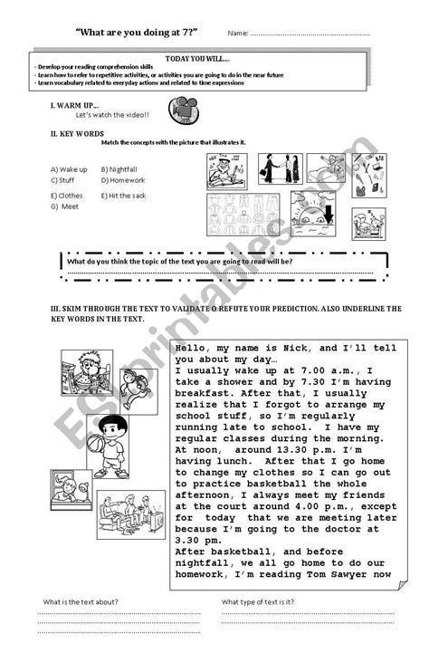 Present Continuous Reading Worksheet