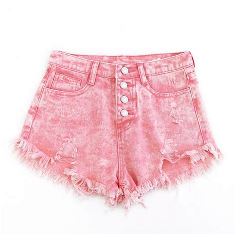 Pastel Pink High Waist Ripped Denim Shorts · Littlepinko · Online Store