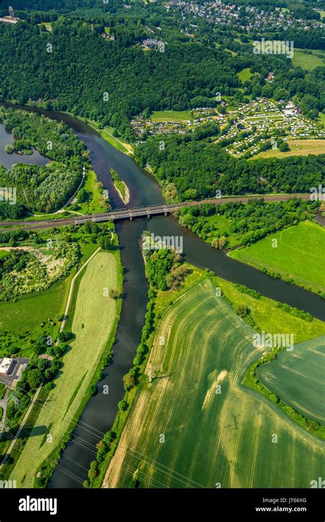 Ruhr Valley River Mouth Ruhr And Lenne In Hengsteysee Aerial Photo Hagen Ruhr Area North