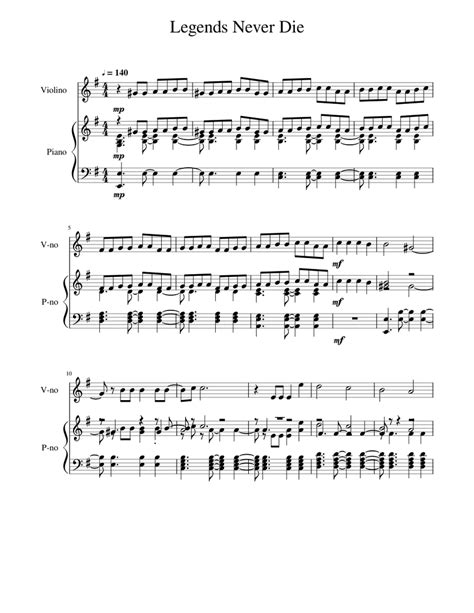 Legends Never Die Sheet Music For Piano Violin Mixed Duet
