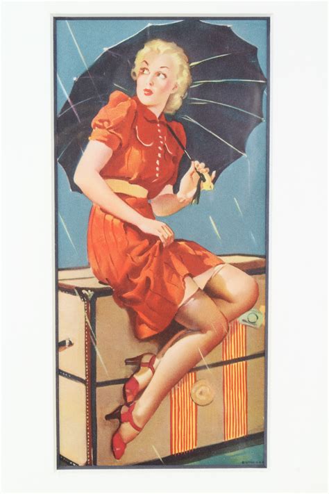 Lot Vintage Pin Up Lithograph