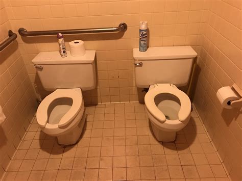 This Bathroom At An Antique Mall Has Two Toilets In One Stall Antique Mall Bathroom Stall