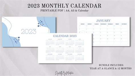 2023 Calendar Minimalistic Sky Blue