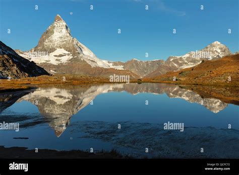 View Over The Riffelsee To The Matterhorn 4478m Swiss Alps Valais
