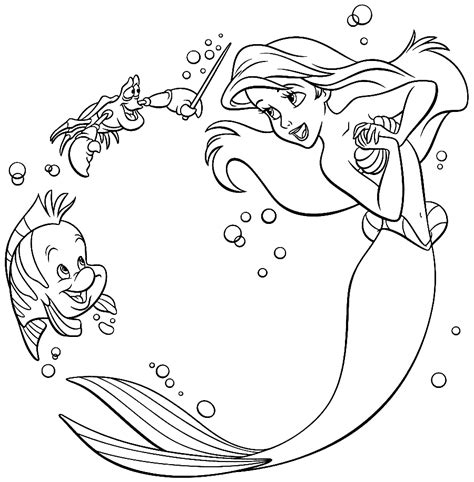 Disney Ariel And Flounder Coloring Pages
