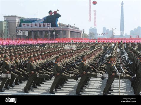 Pyongyang North Korea Soldiers March During A Military Parade At Pyongyangs Kim Il Sung