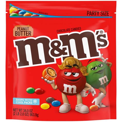 Mandms Peanut Butter Chocolate Candy Party Size 34 Ounce Bag
