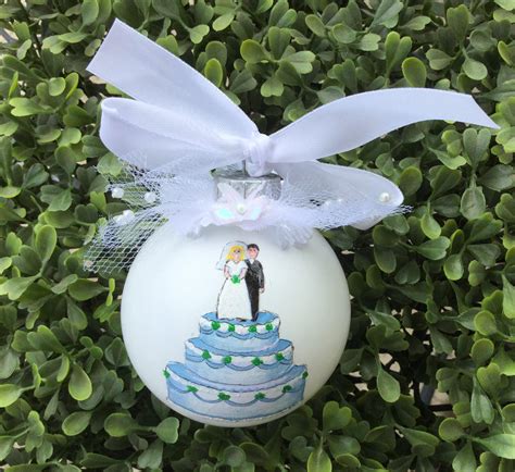 Personalized Hand Painted Wedding Ornament Wedding Cake Ornament