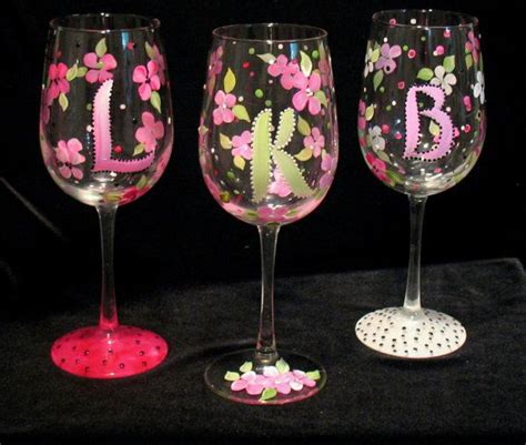 Personalized Monogram Hand Painted Wine Glass By Artbykris 3999