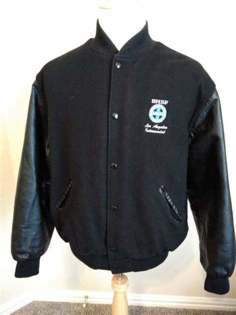 Bnsf Los Angeles Intermodal Mens Varsity Winter Jacket Xl Wool Leather