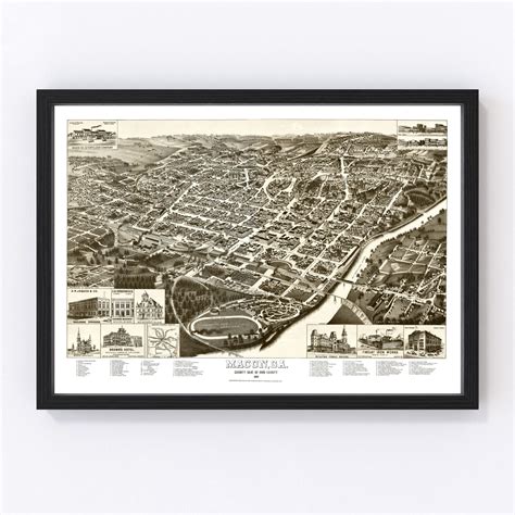 Vintage Map of Macon, Georgia 1887 by Ted's Vintage Art