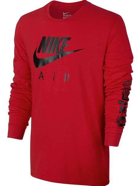 Nike Nike Swoosh Logo Printed Air Long Sleeve Mens T Shirt Redblack