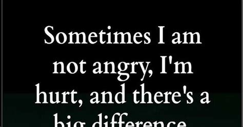 Sometimes I Am Not Angry I Am Hurt And Theres A Big Difference Quotes