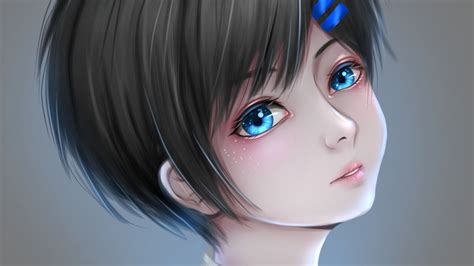 Black Short Hair Blue Eyes Anime Girl Hd Anime Girl Wallpapers Hd