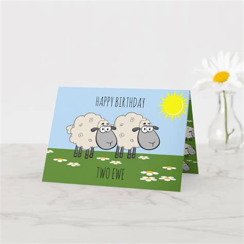 Happy Birthday Two Ewe Card Zazzle