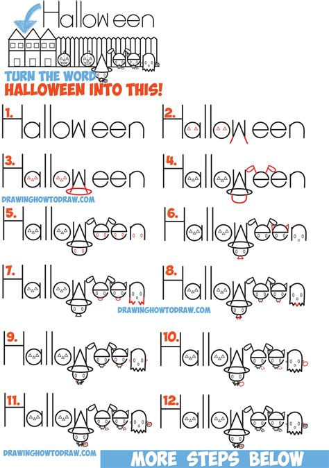 Careful coloring can make a striking silhouette. How to Draw Halloween Trick or Treating Scene from the ...