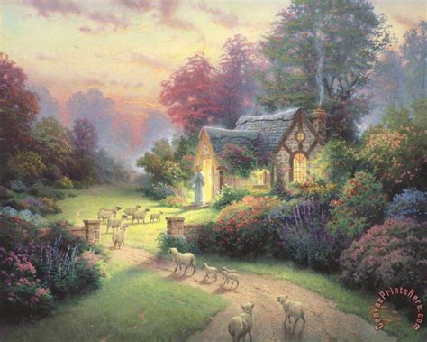 Thomas Kinkade The Good Shepherds Cottage Art Print For Sale