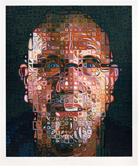 It is painted 'with about half a teaspoon of black paint' which is thinned down to the consistency of dirty water and applied with brushes and an airbrush. Chuck Close | Pace Prints