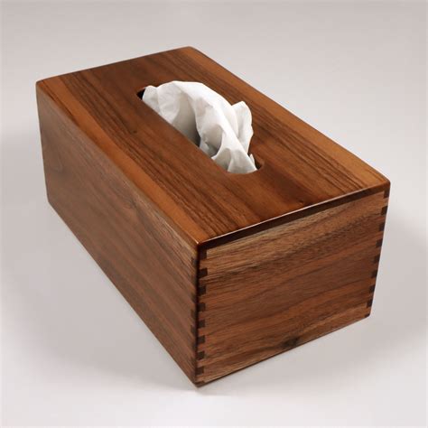 Solid Texas Black Walnut Handmade Tissue Kleenex Box Cover Holder Rectangle Style Box