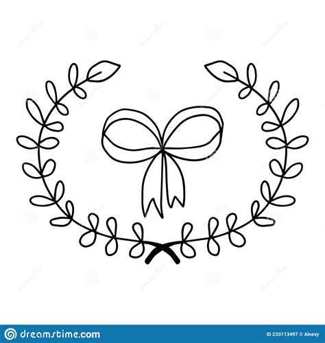 Cute Doodle Wreath Of Hand Drawn Branches And Leaves Stock Vector